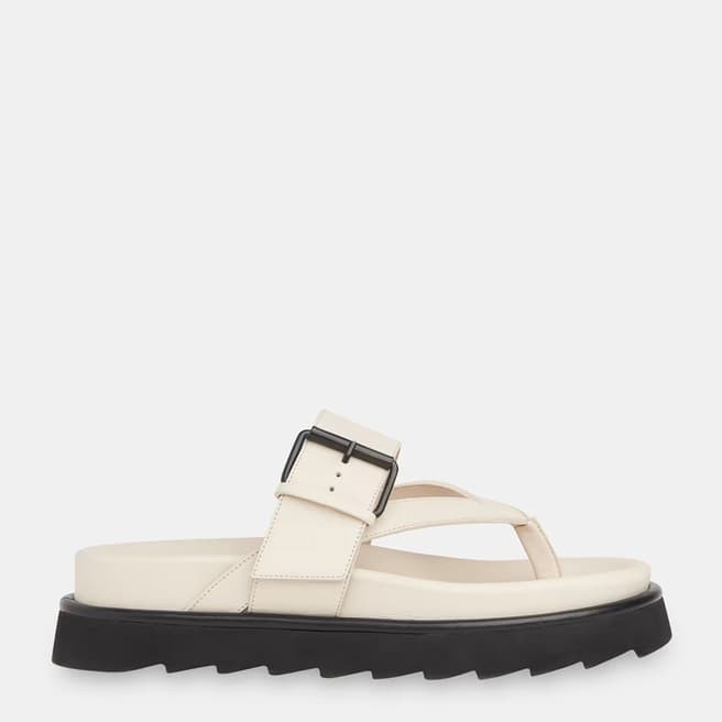 WHISTLES White Sutton Leather Buckle Sandals