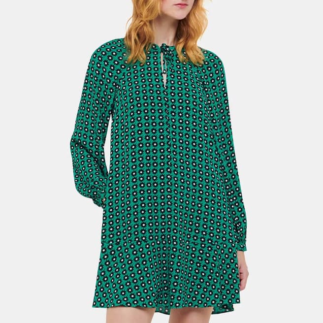 WHISTLES Green Floral Flippy Mini Dress