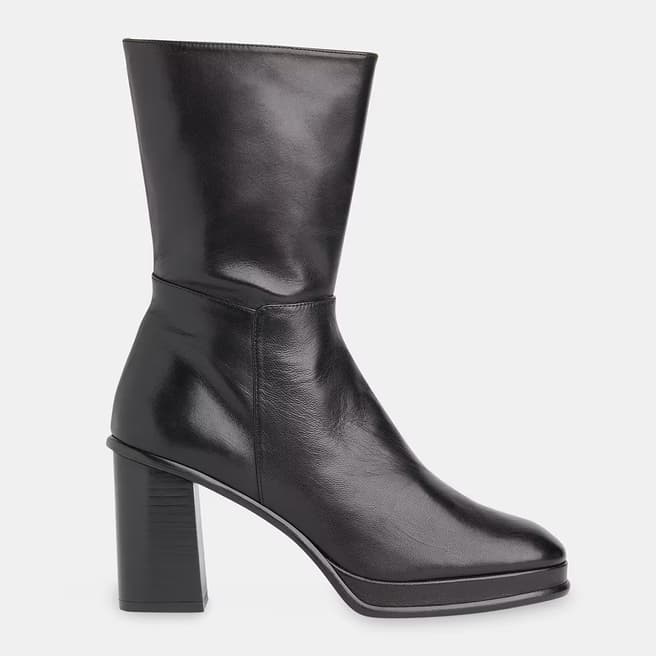 WHISTLES Black Clara Platform Heel Leather Boots