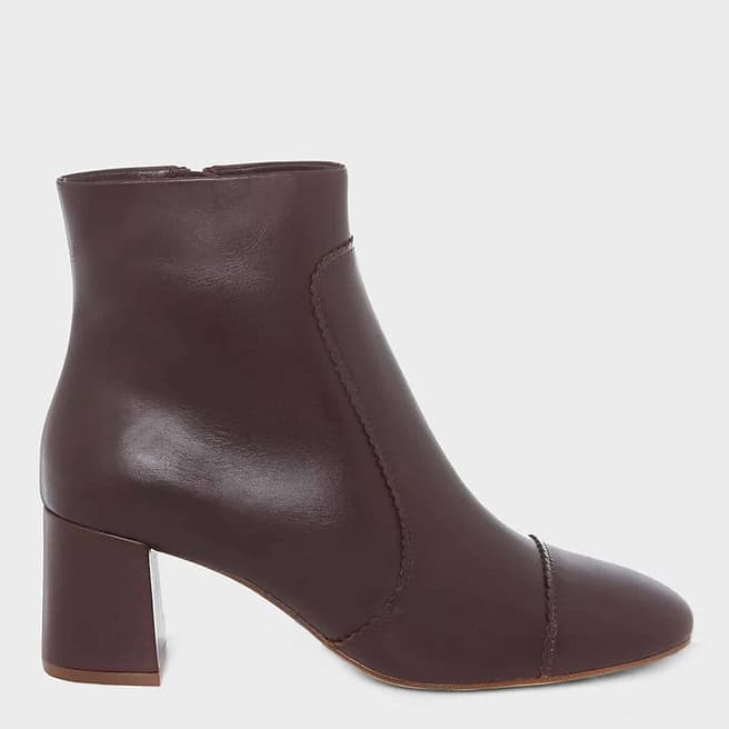 Hobbs London Burgundy Leather Leila Ankle Boot