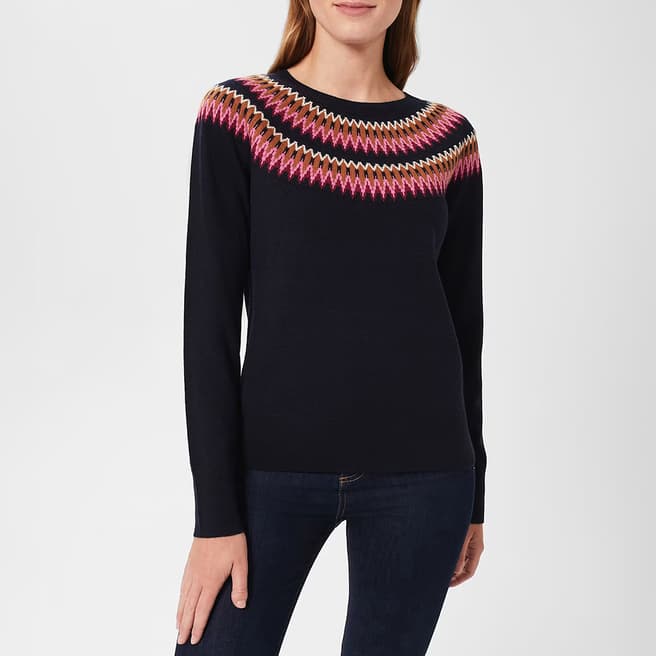 Hobbs London Navy Greta Fairisle Jumper