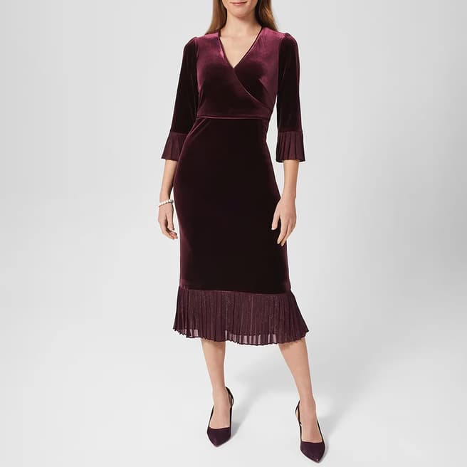 Hobbs London Burgundy Melodie Dress