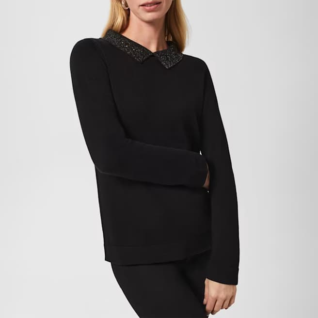 Hobbs London Black Priya Sequin Wool Blend Jumper