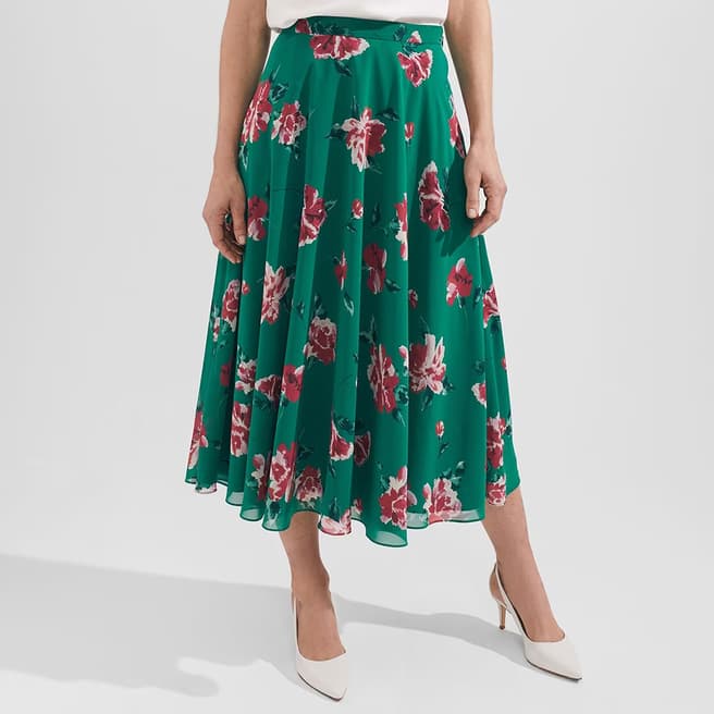 Hobbs London Green Carly Midi Skirt