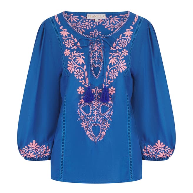 Pranella Blue & Neon Pink Camilla Top