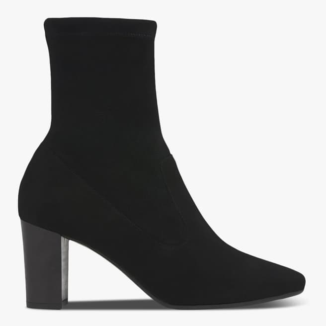 L K Bennett Black Alice Stretch Suede Heeled Ankle Boots