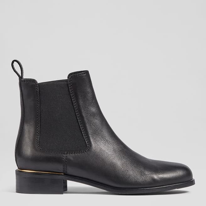 L K Bennett Black Ezra Leather Chelsea Boots