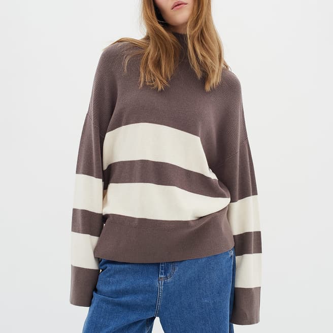 Inwear Beige Striped Roll Jumper