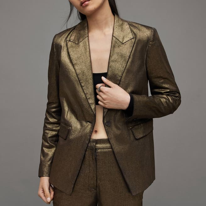 AllSaints Gold Micah Tailored Blazer