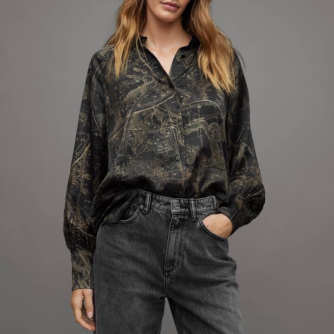 AllSaints Black Oana Zig Shirt