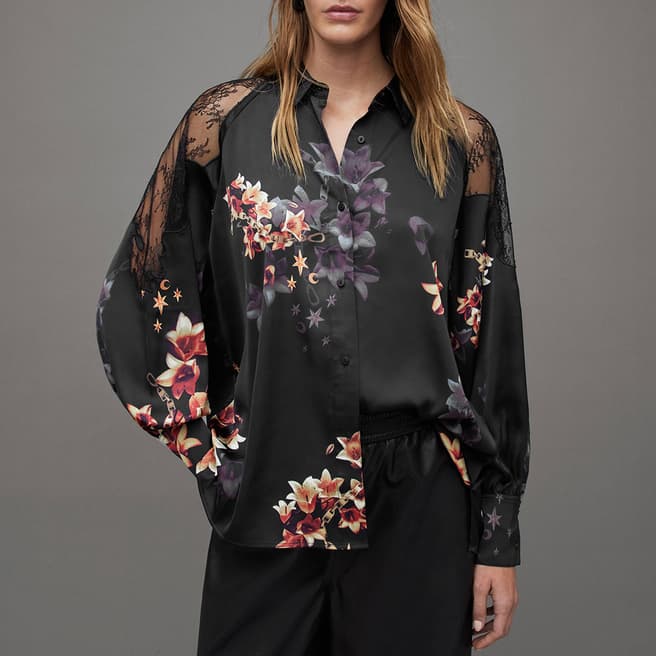 AllSaints Black Oana Stargazer Shirt