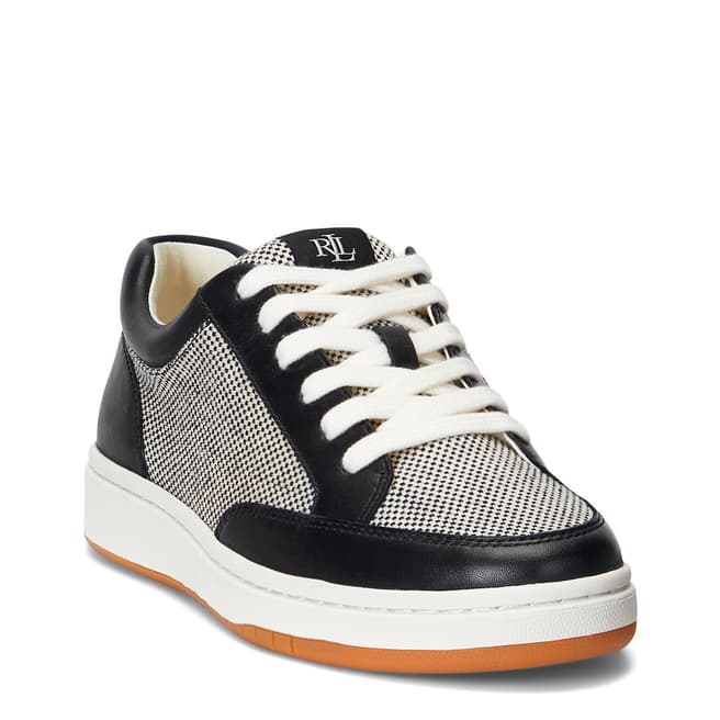 Lauren Ralph Lauren Black Hailey Canvas Leather Trainers