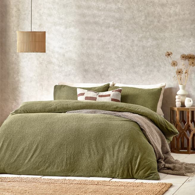 Yard Boucle Single Duvet Set, Olive