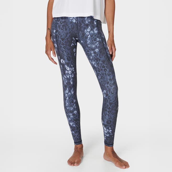 Sweaty Betty Blue Leopard Shadow Print Super Soft Yoga Leggings