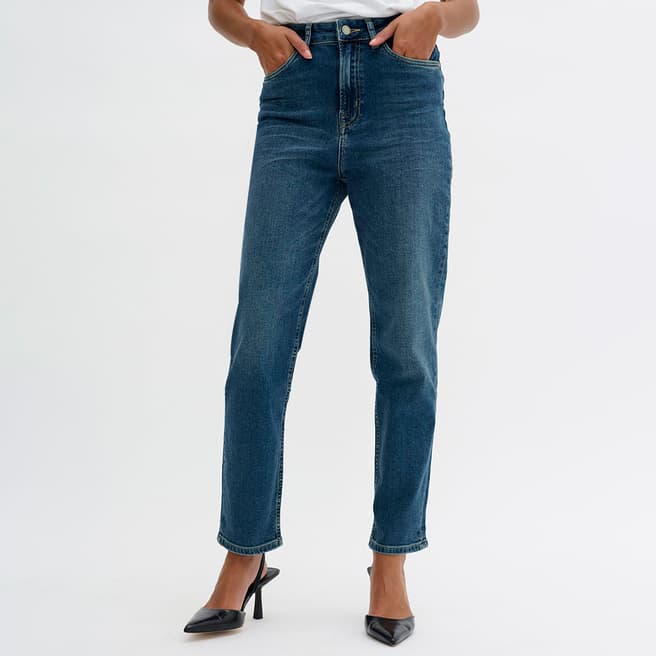 My Essential Wardrobe Blue Mom Straight Stretch Jeans