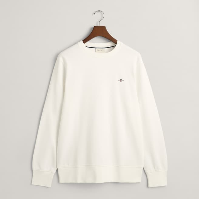 Gant Ecru Regular Embroidered Archive Shield Sweatshirt