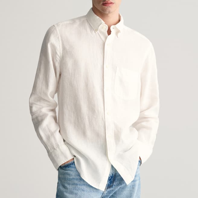 Gant White Regular Linen Shirt