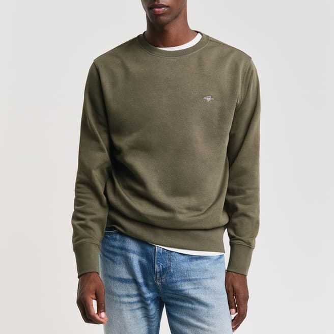 Gant Khaki Regular Embroidered Archive Shield Sweatshirt