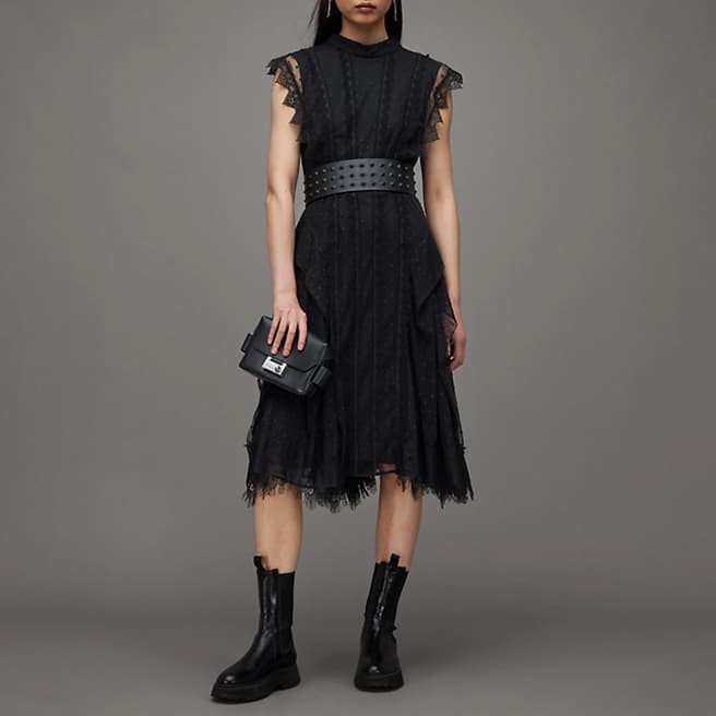 AllSaints Black Freya Lace Dress