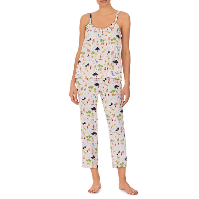 Kate Spade White Holiday Print Long Pyjama Set 