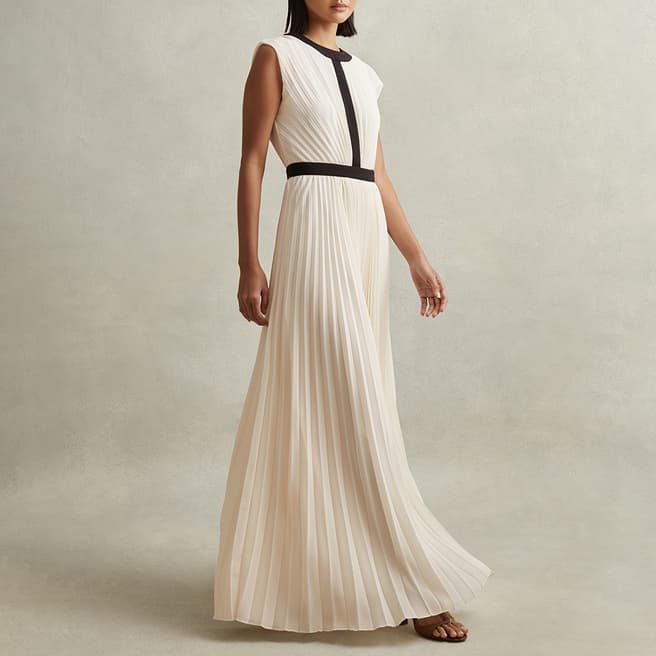 Reiss White Harley Pleated Maxi Dress