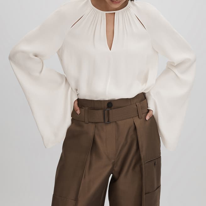 Reiss Ivory Gracie Cut Out Detail Blouse