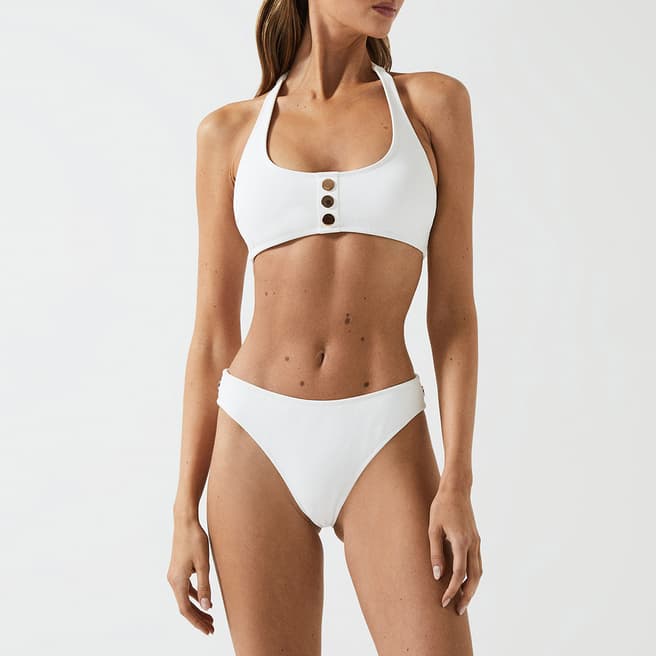 Reiss White Iris Button Detail Bikini Bottoms