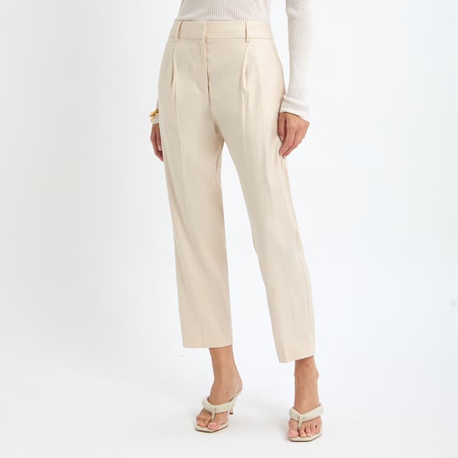 Reiss Neutral Shae Linen Blend Trousers