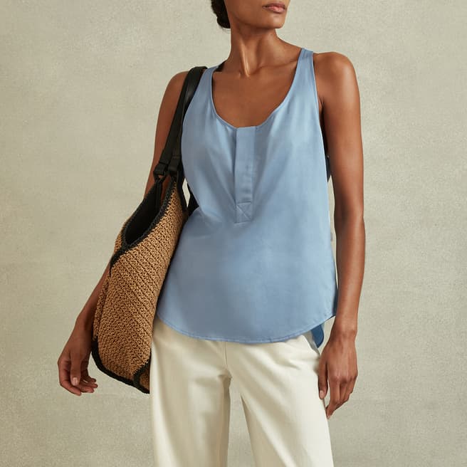 Reiss Blue Eira Easy Cotton Vest Top