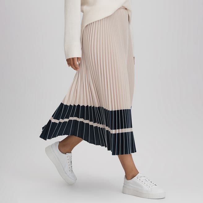 Reiss Nude Marie Pleated Midi Skirt