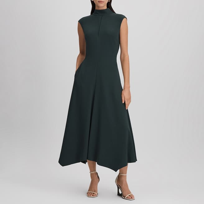 Reiss Dark Green Libby Midi Dress