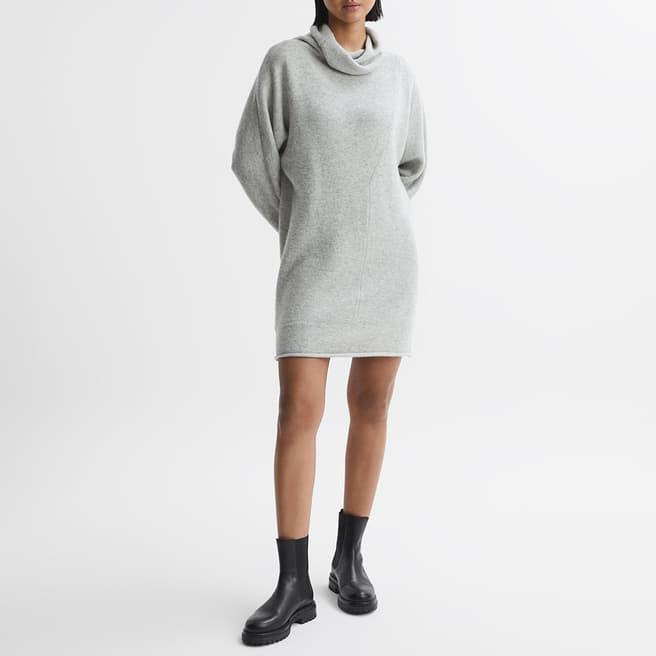 Reiss Grey Sami Cowl Neck Wool Blend Dress