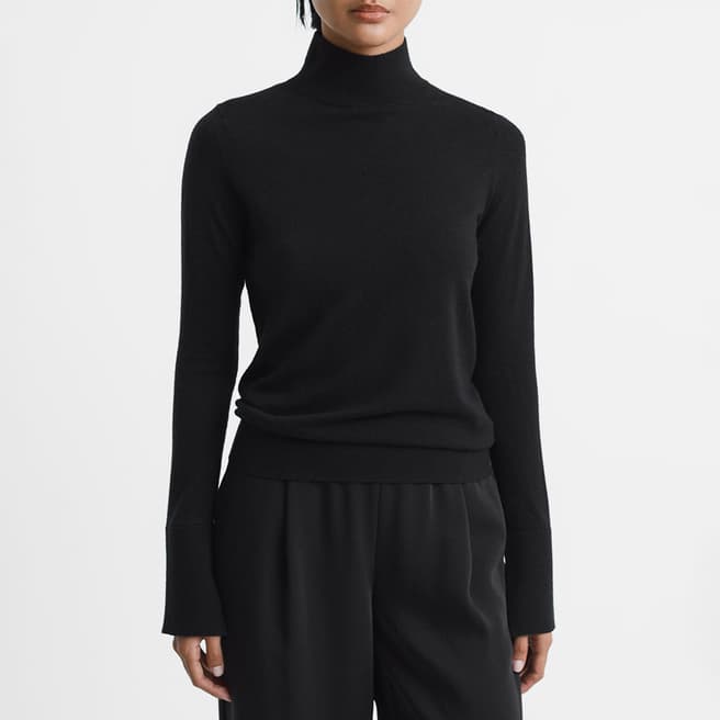 Reiss Black Kylie Merino Turtle Neck Top