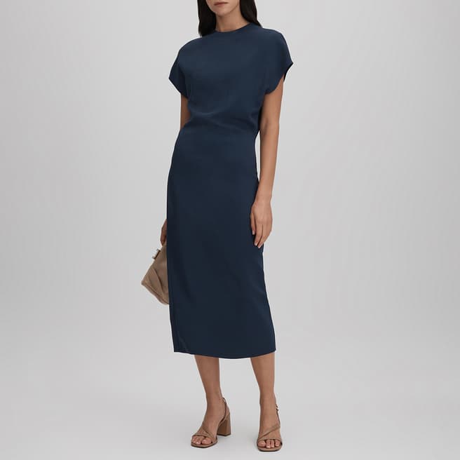 Reiss Navy Tasha Bodycon Midi Dress 