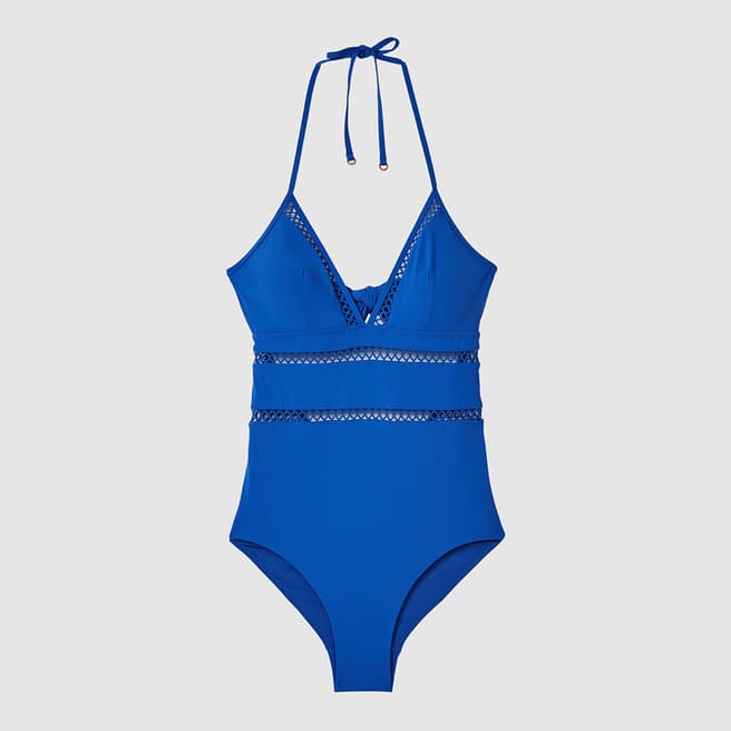 Reiss Blue Gia Halter Neck Swimsuit