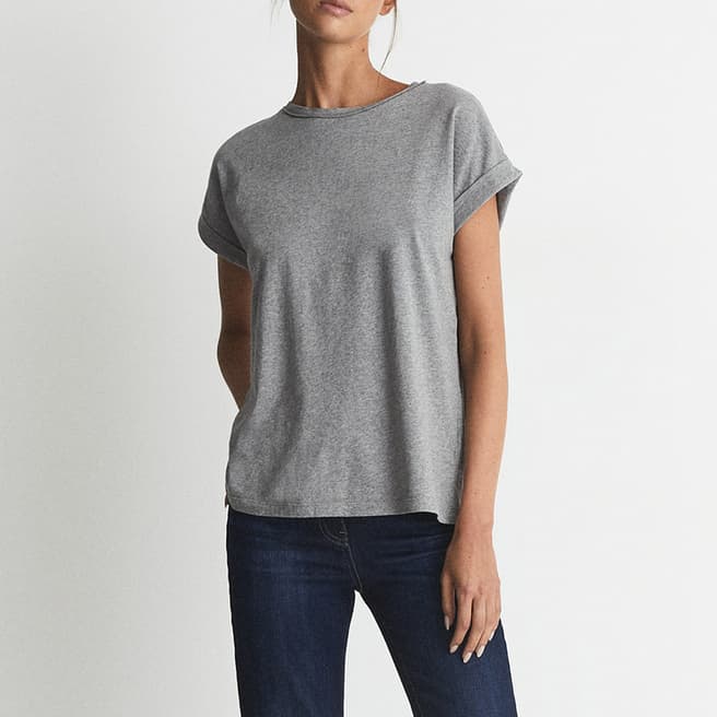 Reiss Grey Tereza Cotton T-Shirt 