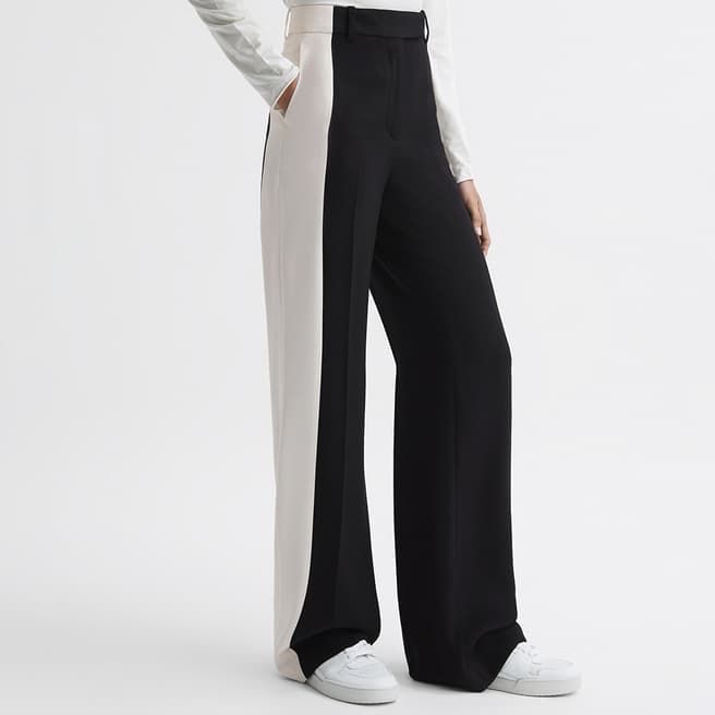 Reiss Black Saffron Asymmetric Wide Leg Trousers