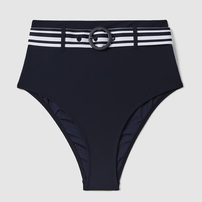 Reiss Navy Jessica High waisted Bikini Bottoms