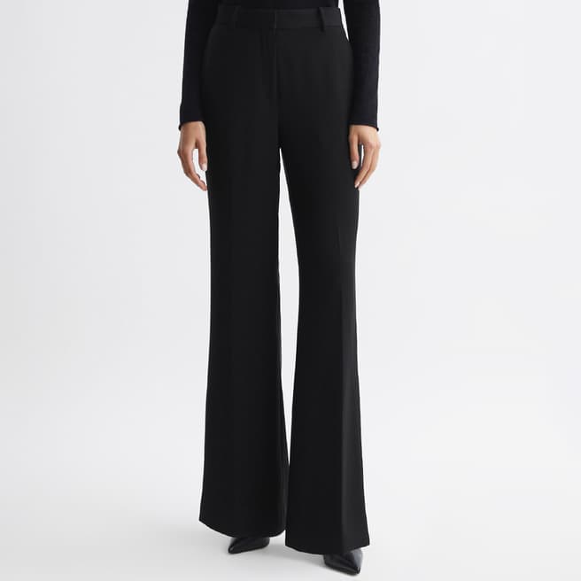 Reiss Black Margeaux Petite Wide Leg Trousers