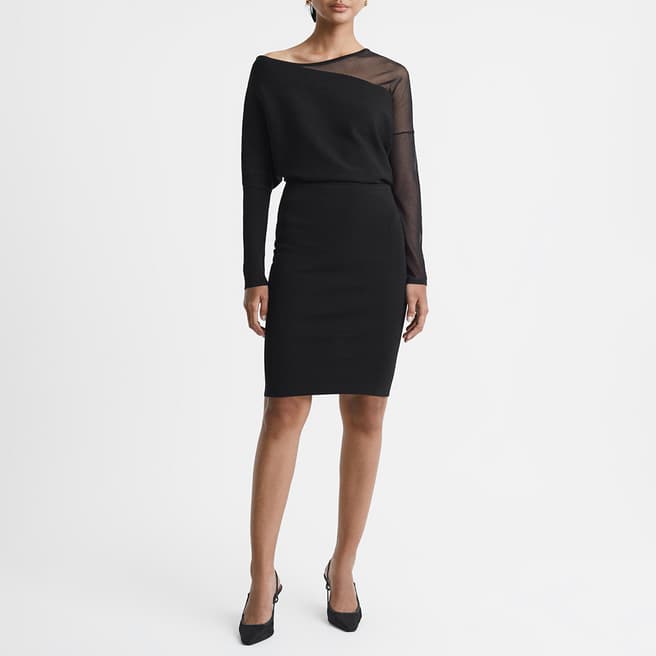 Reiss Black Deanna Knitted Mini Dress