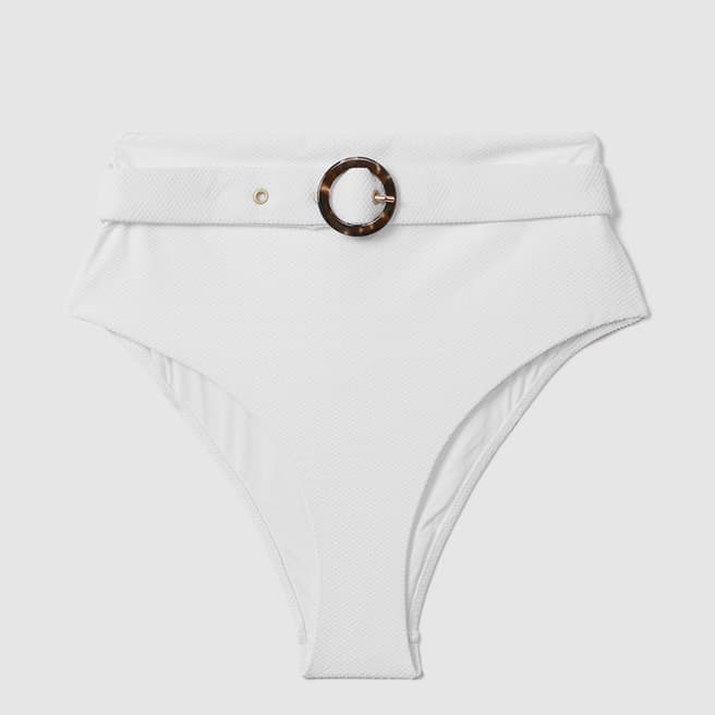 Reiss White Danielle Belted High Waisted Bikini Bottoms