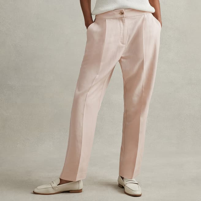 Reiss Pink Farrah Linen Blend Trousers