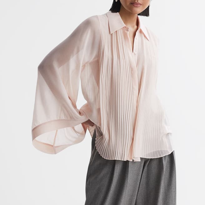 Reiss Nude Magda Pleated Blouse