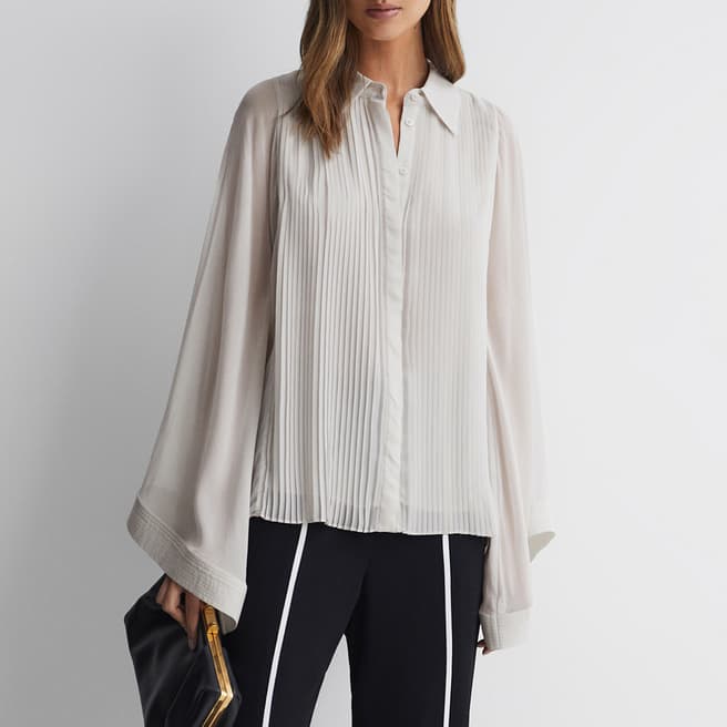 Reiss Pale Blue Magda Pleated Blouse