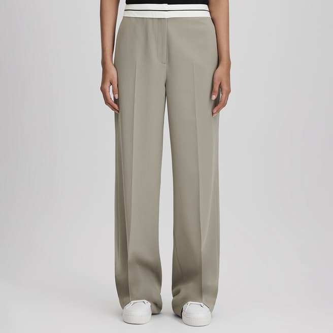 Reiss Khaki Whitley Wool Blend Trousers