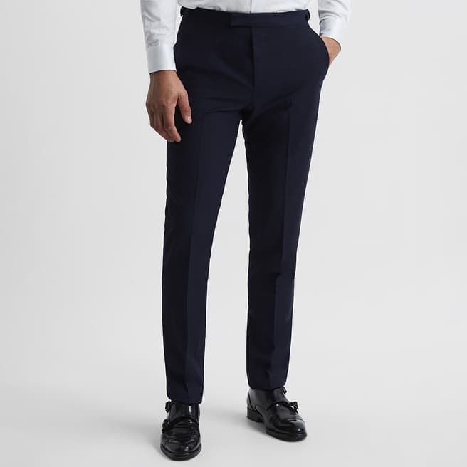 Reiss Navy Hope Wool Blend Trousers