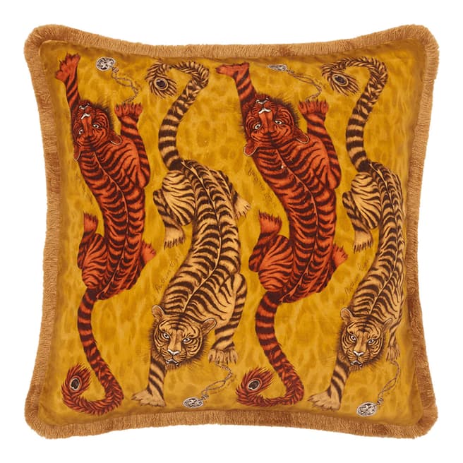 Emma J Shipley Tigris Luxury Velvet Cushion 46x46cm, Gold