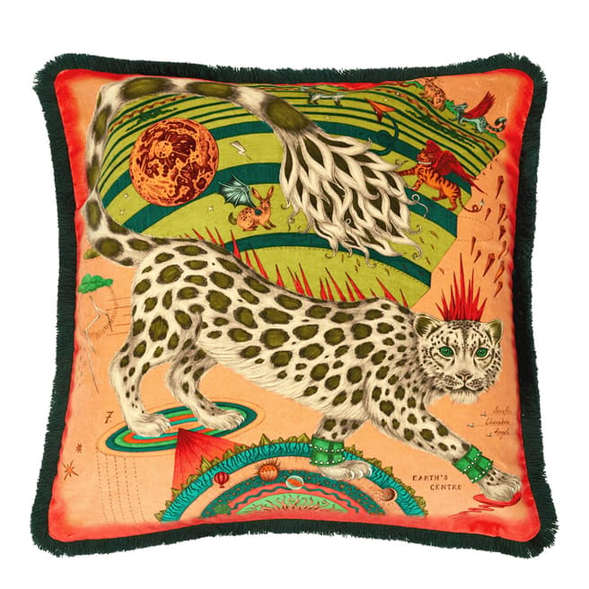 Emma J Shipley Snow Leopard Luxury Velvet Cushion 46x46cm, Blush