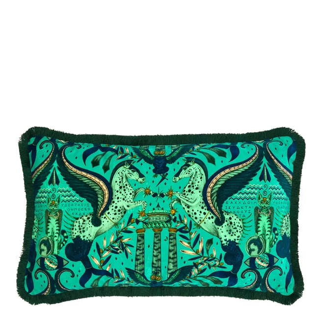 Emma J Shipley Odyssey Luxury Velvet Bolster Cushion 29x49cm, Peacock