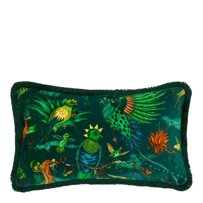 Emma J Shipley Quetzal Luxury Velvet Bolster Cushion 29x49cm, Teal